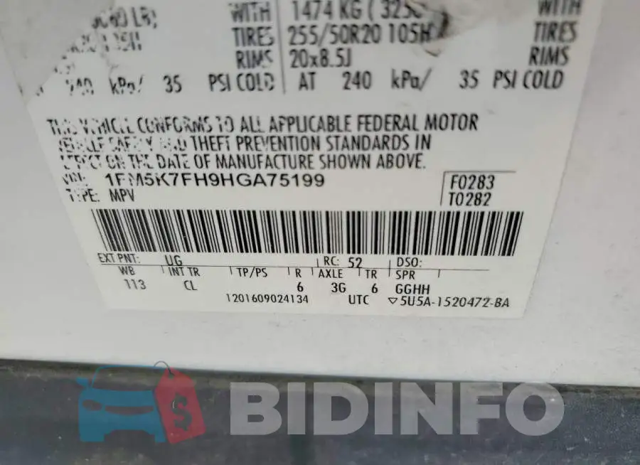 1FM5K7FH9HGA75199 Photo# 12