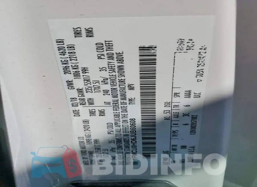 1FMCU0HD6JUB60608 Photo# 13