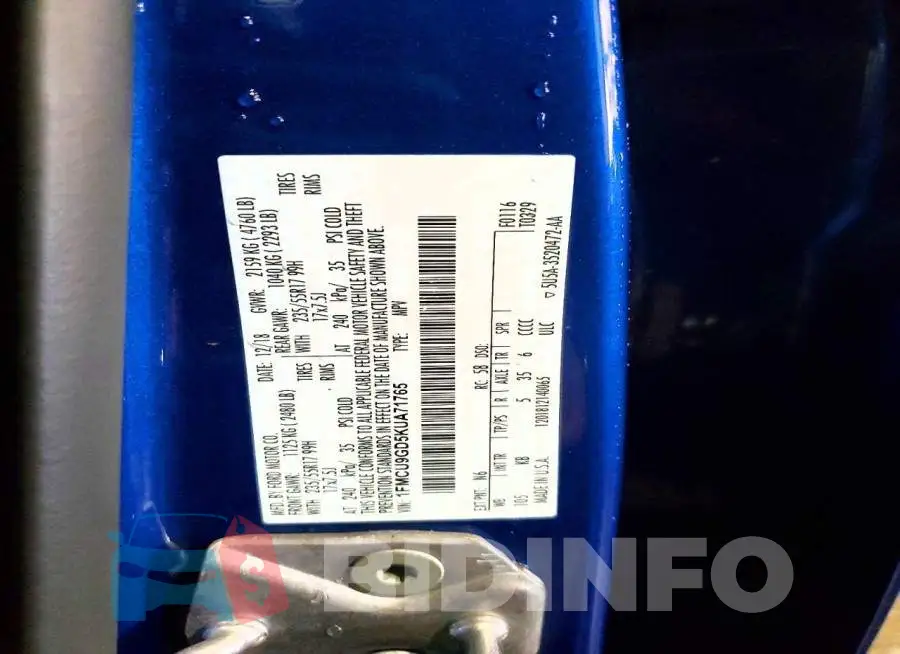 1FMCU9GD5KUA71765 Photo# 12
