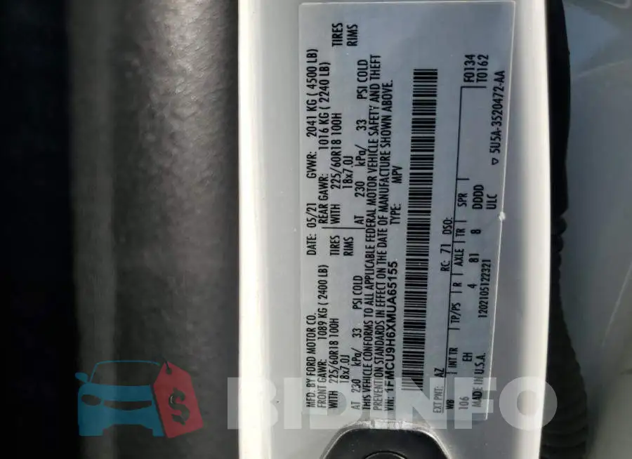 1FMCU9H6XMUA65155 Photo# 12