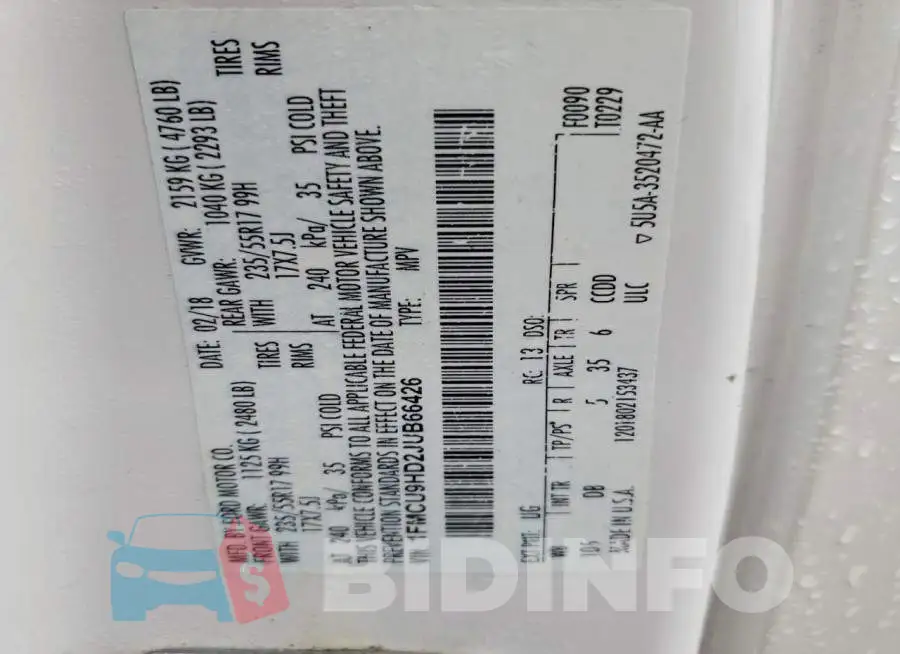 1FMCU9HD2JUB66426 Photo# 13