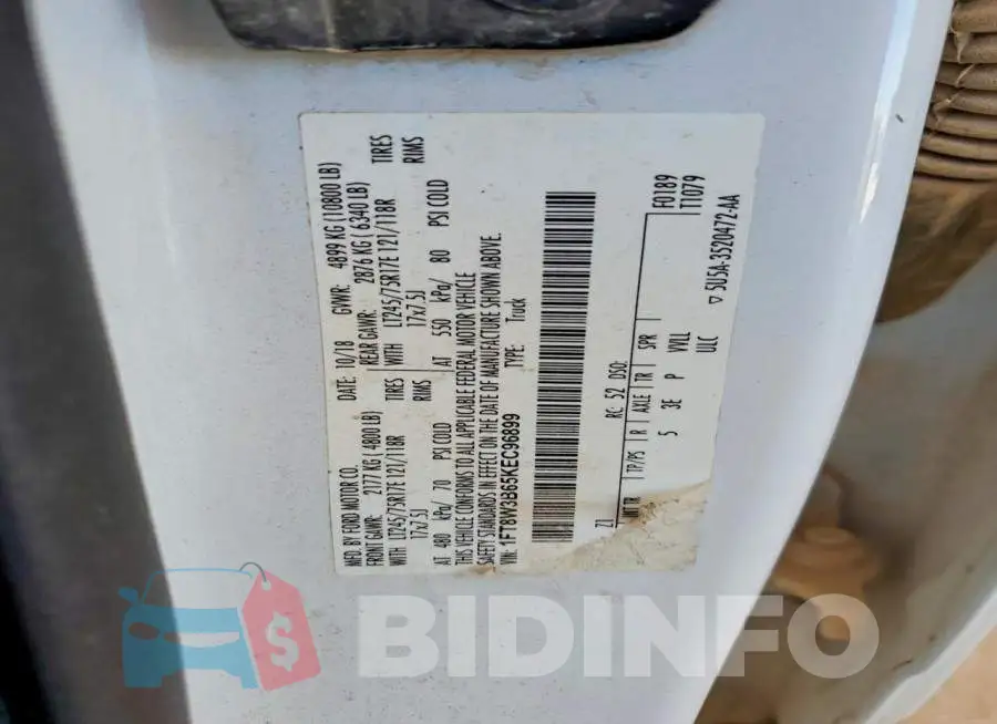 1FT8W3B65KEC96899 Photo# 12
