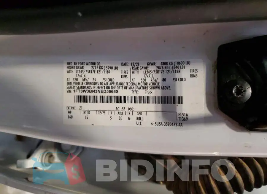 1FT8W3BN3NED56660 Photo# 12
