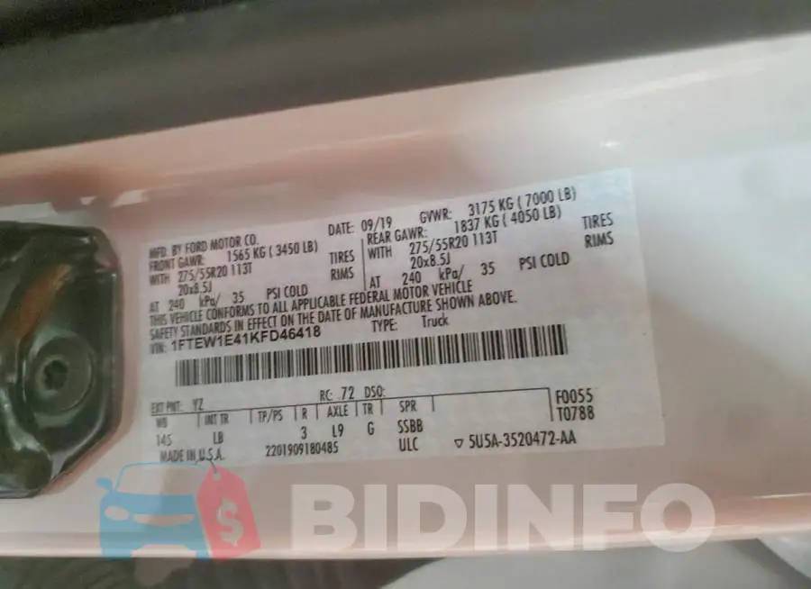 1FTEW1E41KFD46418 Photo# 13