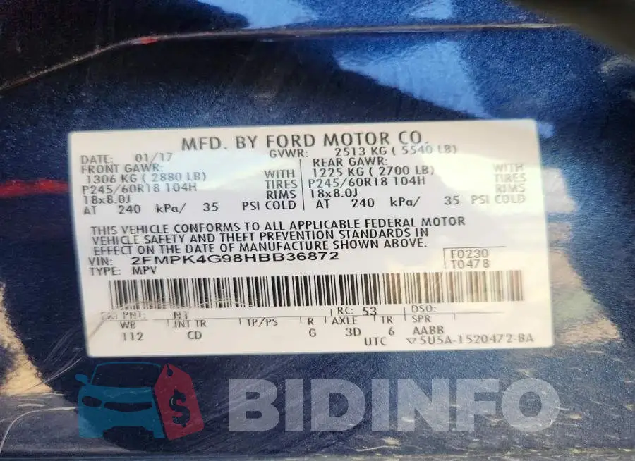 2FMPK4G98HBB36872 Photo# 13