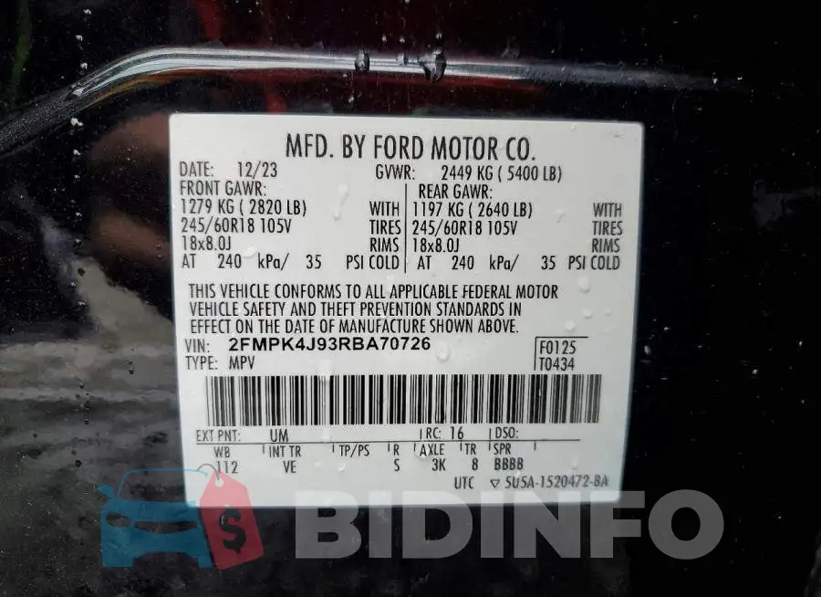 2FMPK4J93RBA70726 Photo# 13