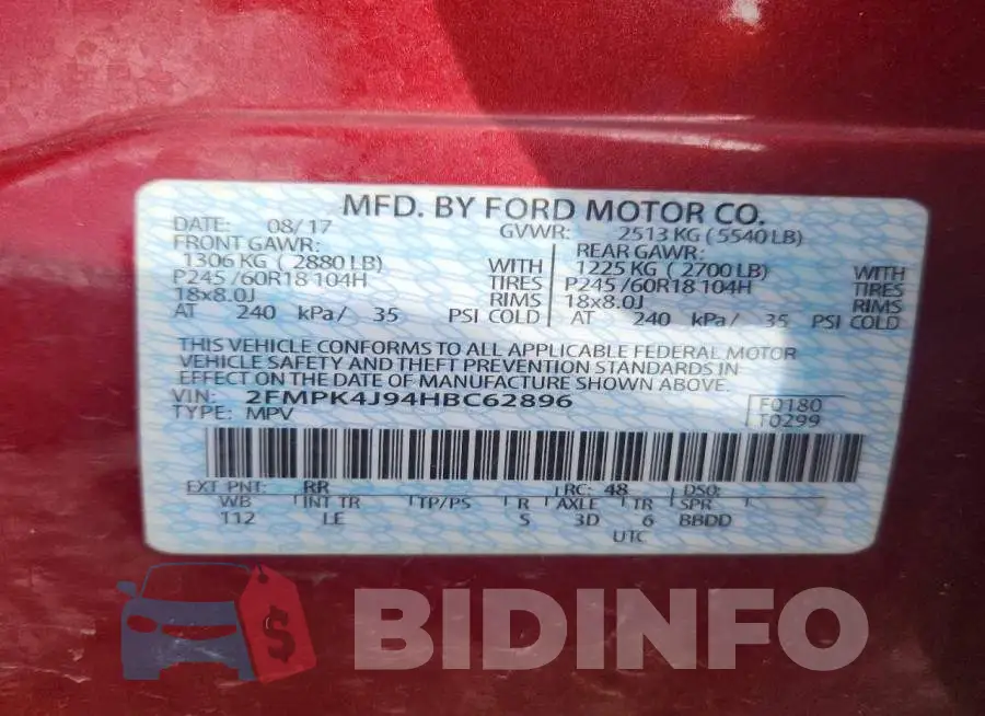 2FMPK4J94HBC62896 Photo# 13