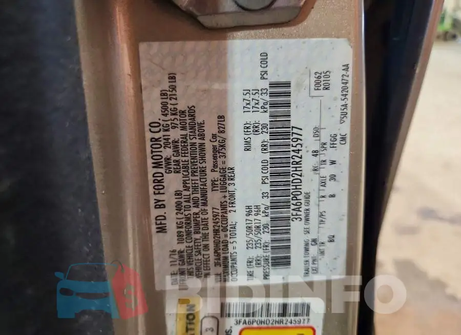 3FA6P0HD2HR245977 Photo# 12