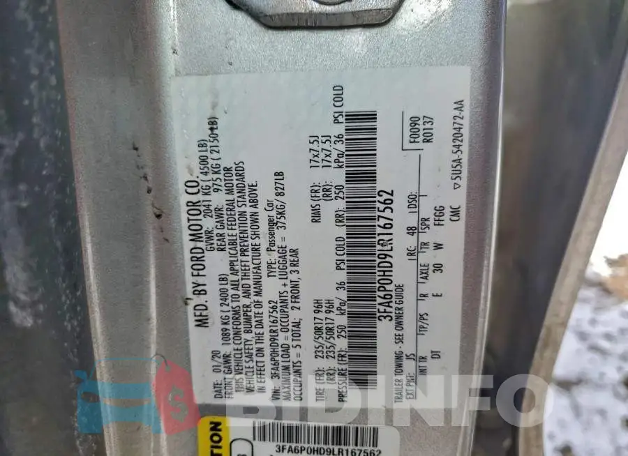 3FA6P0HD9LR167562 Photo# 12
