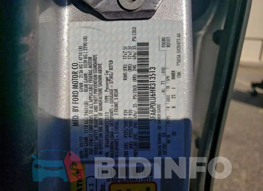 3FA6P0LU6HR313513 Photo# 12