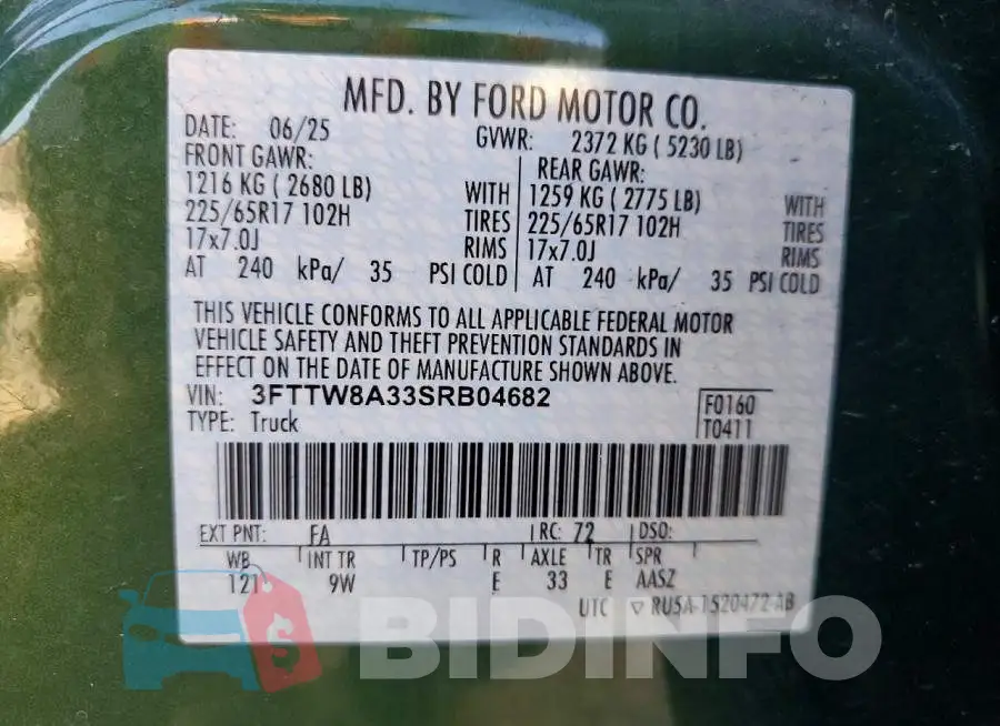 3FTTW8A33SRB04682 Photo# 13