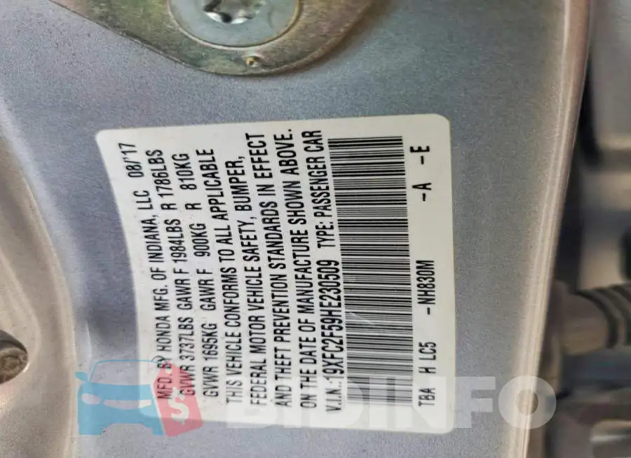 19XFC2F59HE230509 Photo# 12