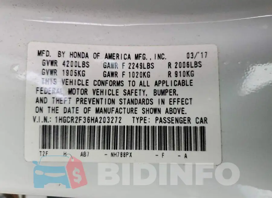 1HGCR2F36HA203272 Photo# 12