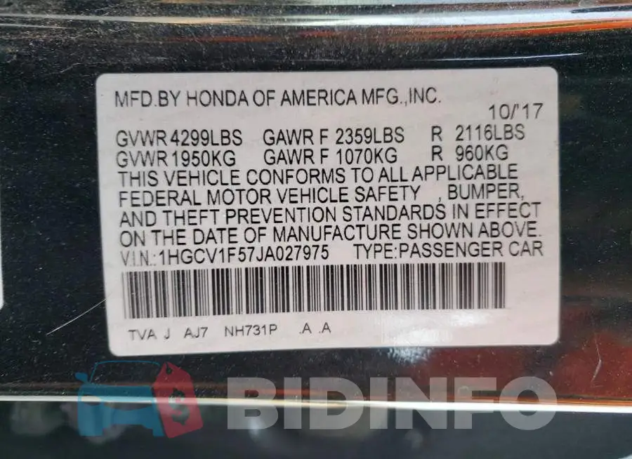 1HGCV1F57JA027975 Photo# 12