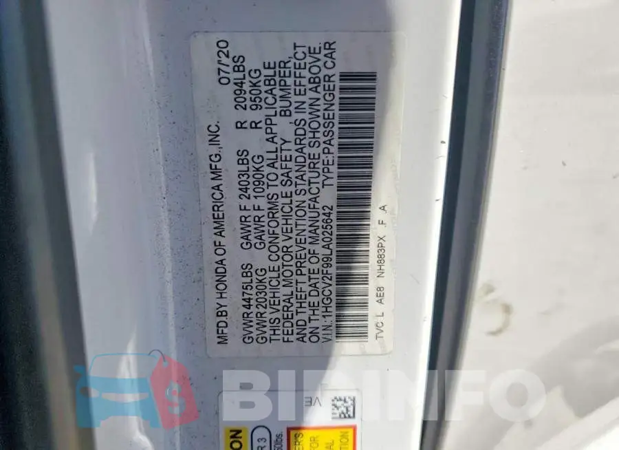 1HGCV2F99LA025642 Photo# 12