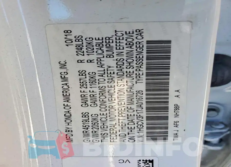 1HGCV3F17JA016726 Photo# 12
