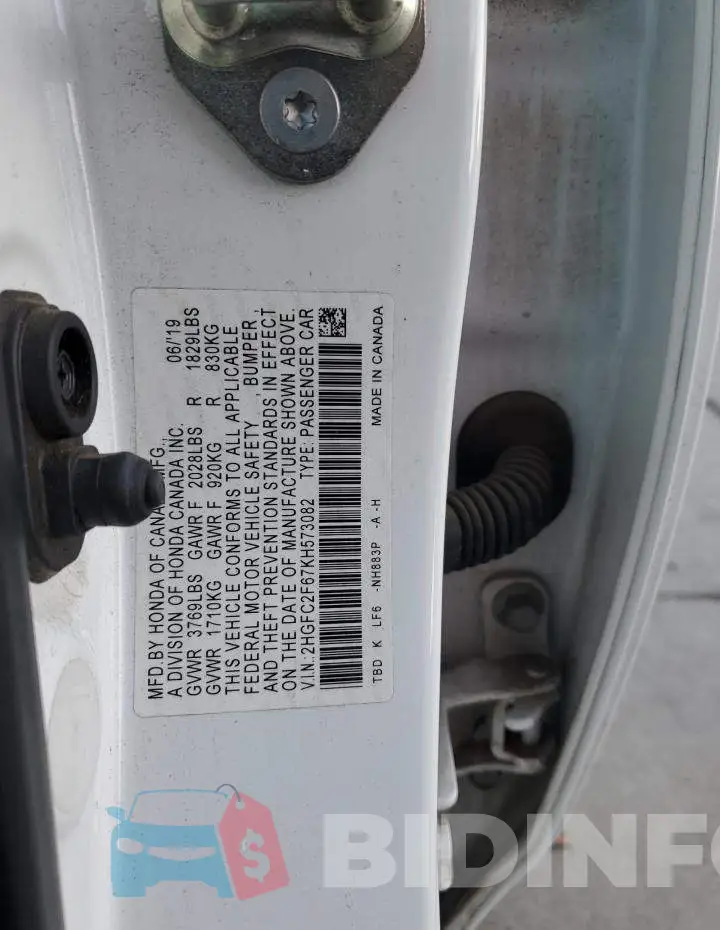 2HGFC2F67KH573082 Photo# 13