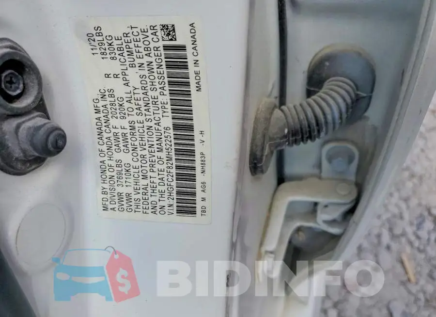 2HGFC2F82MH522576 Photo# 12