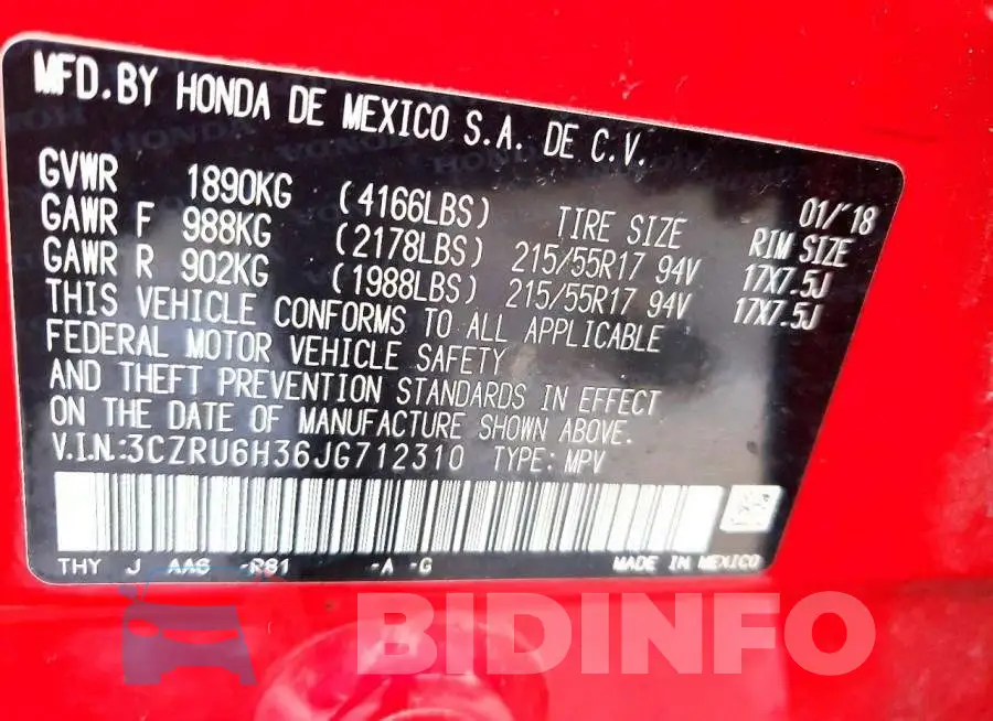3CZRU6H36JG712310 Photo# 13