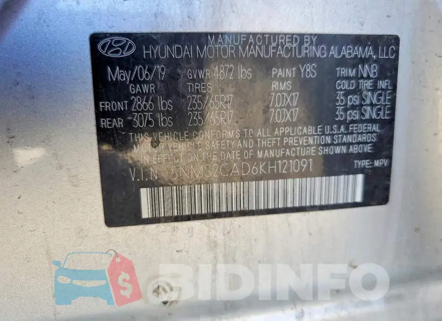 5NMS2CAD6KH121091 Photo# 14