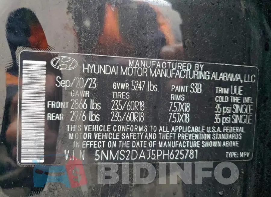 5NMS2DAJ5PH625781 Photo# 13