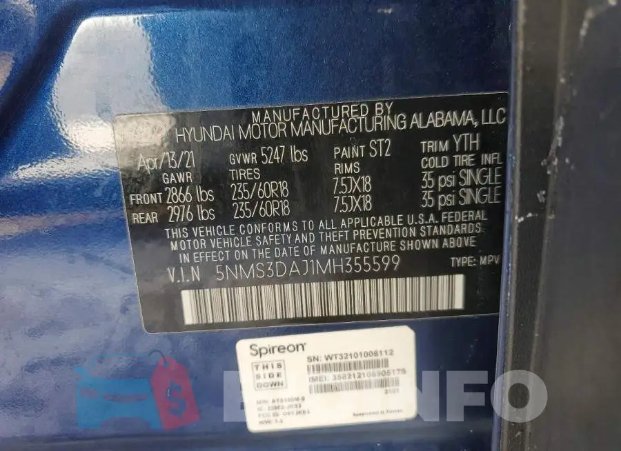 5NMS3DAJ1MH355599 Photo# 13