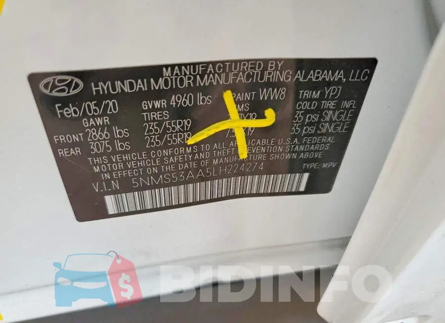 5NMS53AA5LH224274 Photo# 14