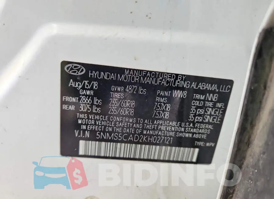 5NMS5CAD2KH027121 Photo# 12