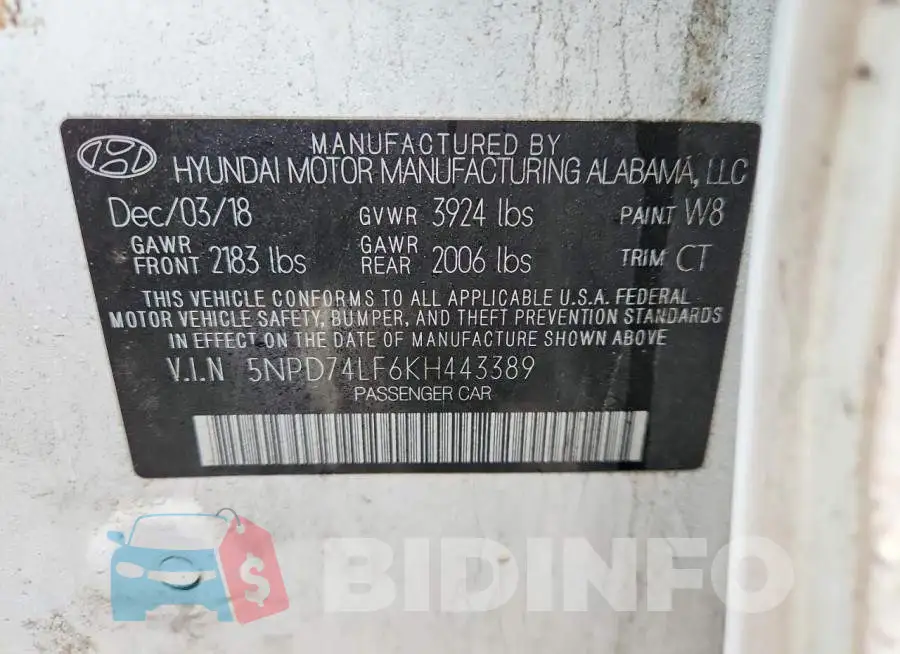 5NPD74LF6KH443389 Photo# 12