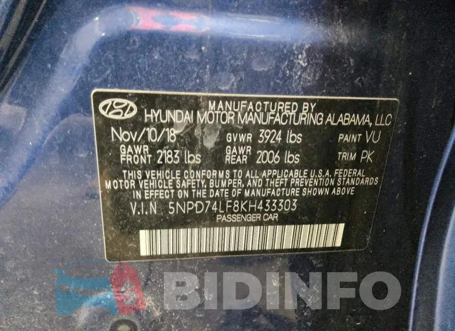 5NPD74LF8KH433303 Photo# 12