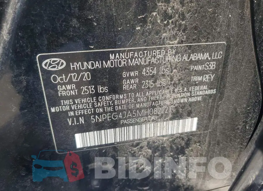 5NPEG4JA5MH082221 Photo# 12