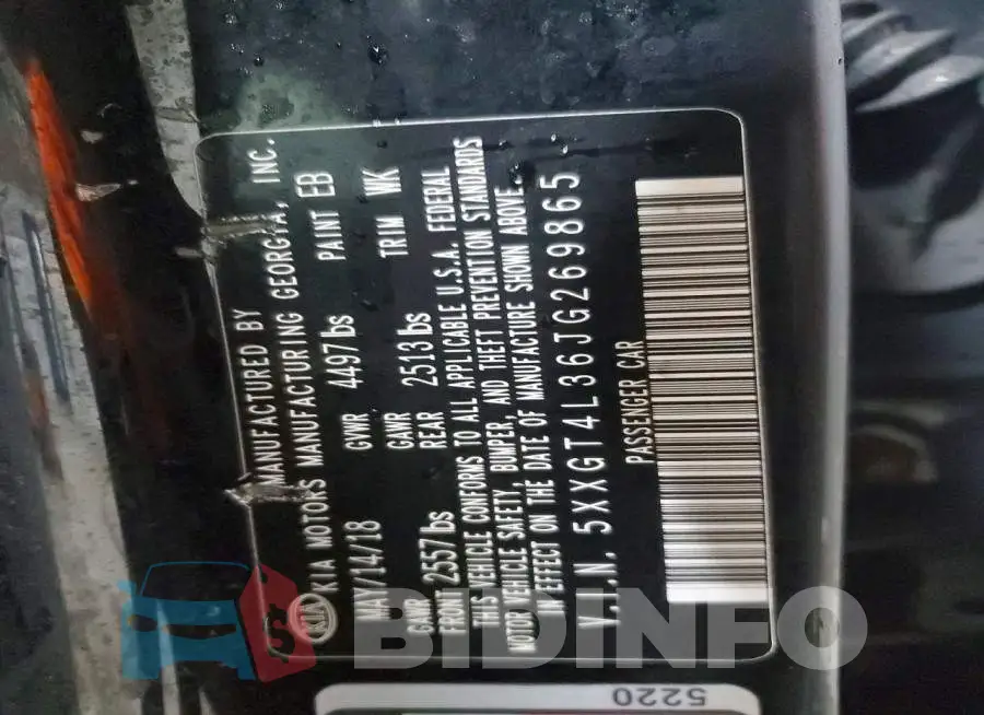 5XXGT4L36JG269865 Photo# 12