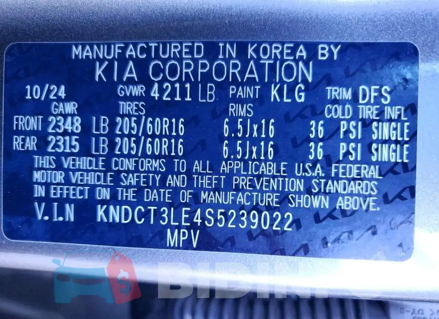 KNDCT3LE4S5239022 Photo# 13
