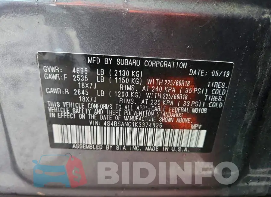 4S4BSANC1K3374836 Photo# 12