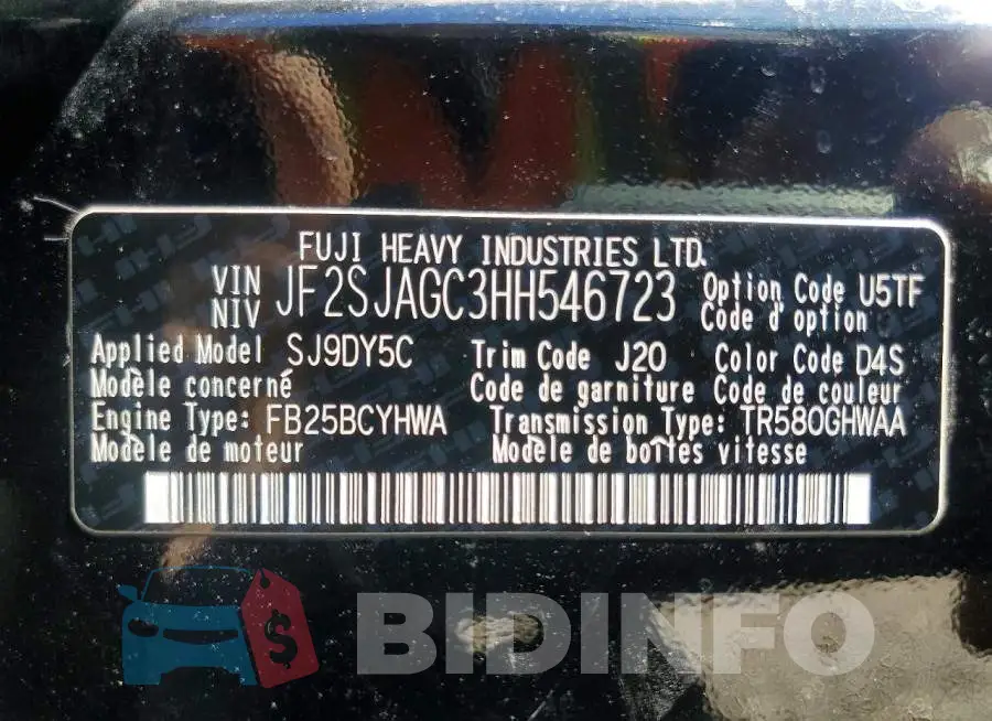 JF2SJAGC3HH546723 Photo# 14