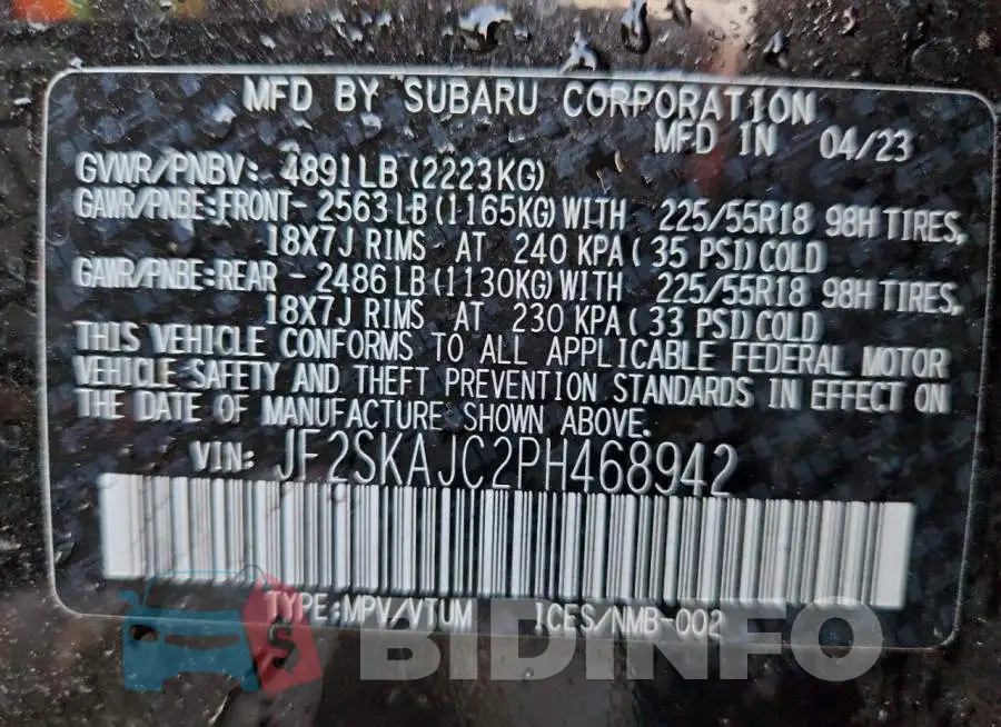 JF2SKAJC2PH468942 Photo# 14