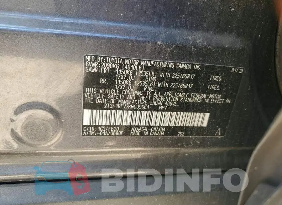 2T3F1RFV3KW009661 Photo# 12