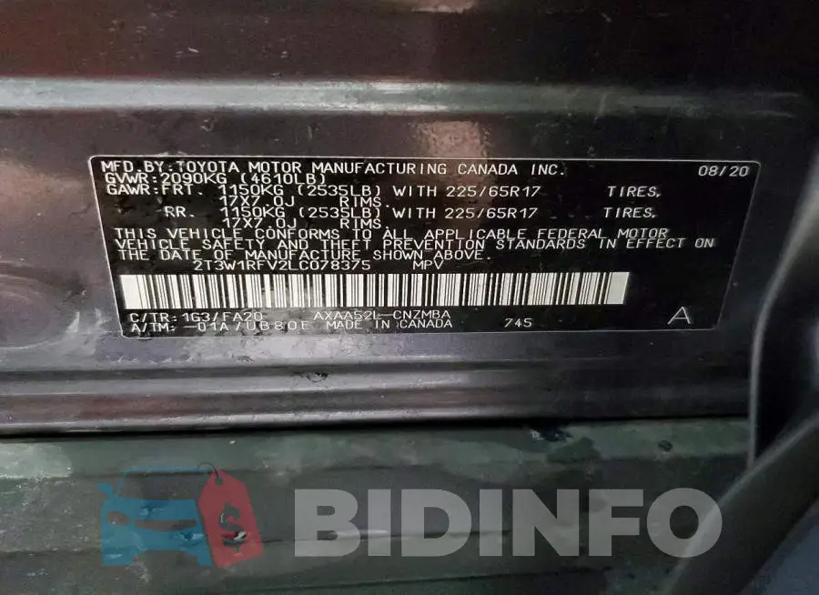 2T3W1RFV2LC078375 Photo# 13