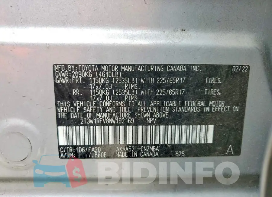 2T3W1RFV8NW192169 Photo# 13