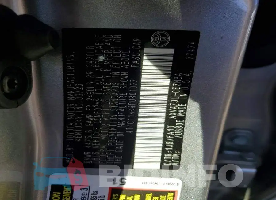 4T1C11AK4PU801027 Photo# 12