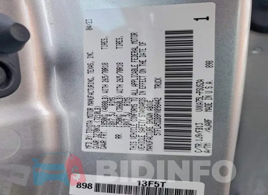 5TFLA5DB8PX098442 Photo# 12