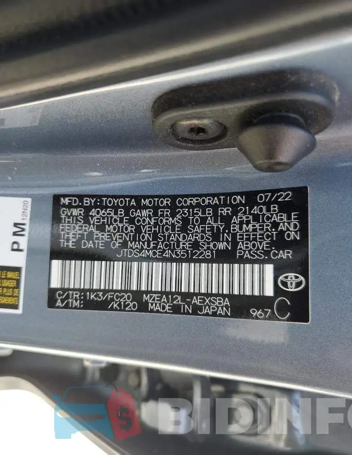 JTDS4MCE4N3512281 Photo# 12