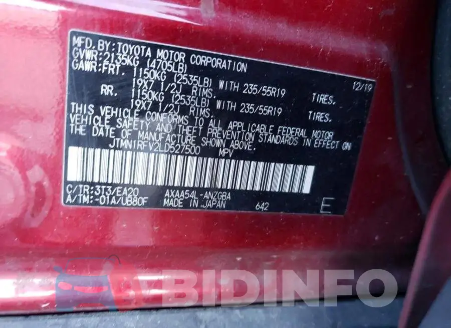JTMN1RFV2LD527500 Photo# 13