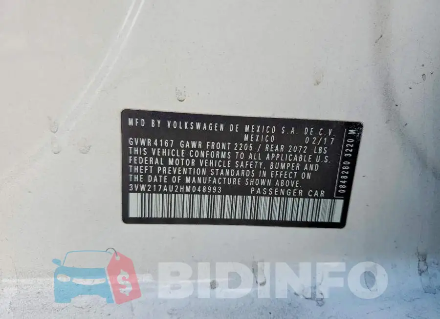 3VW217AU2HM048993 Photo# 12