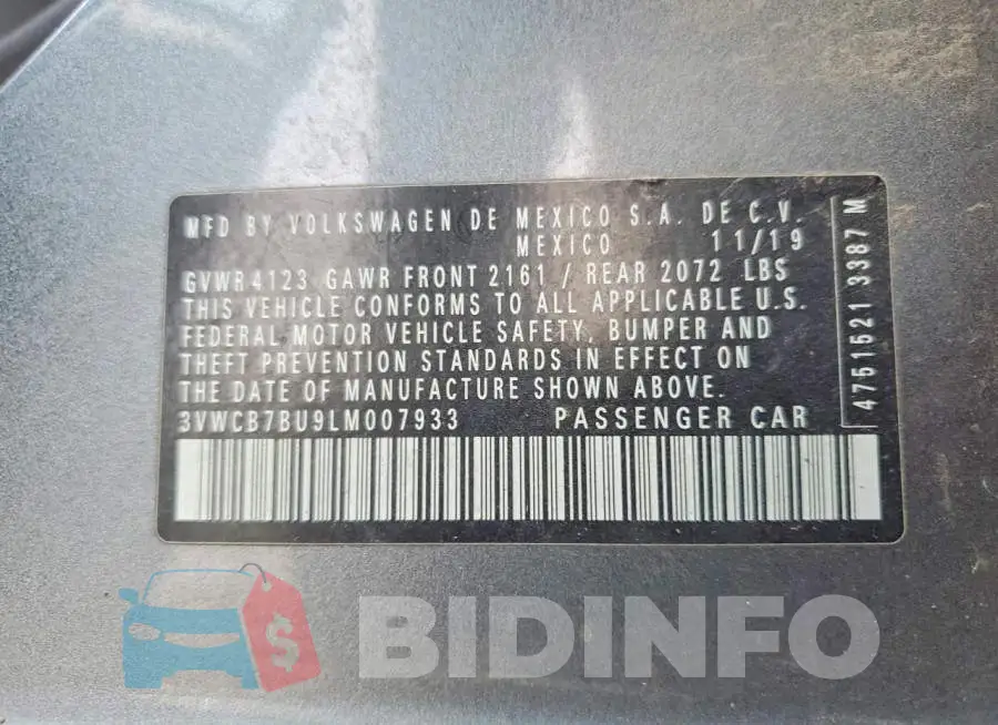 3VWCB7BU9LM007933 Photo# 13