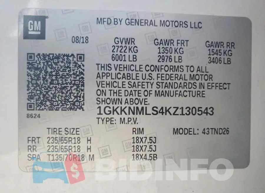 1GKKNMLS4KZ130543 Photo# 13