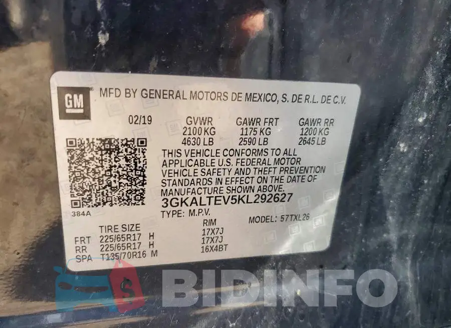 3GKALTEV5KL292627 Photo# 13