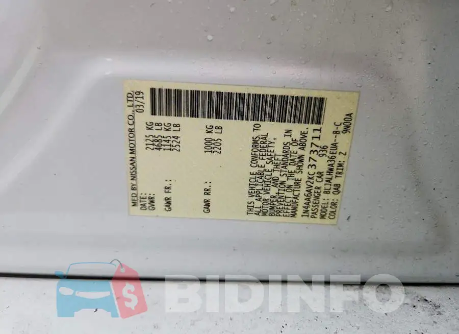 1N4AA6AV2KC373711 Photo# 12