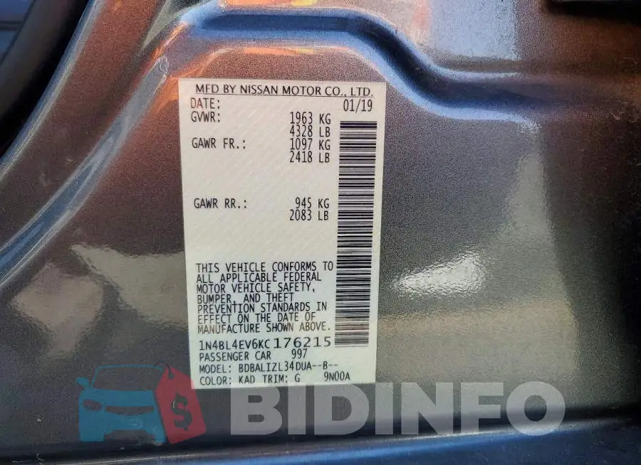 1N4BL4EV6KC176215 Photo# 13