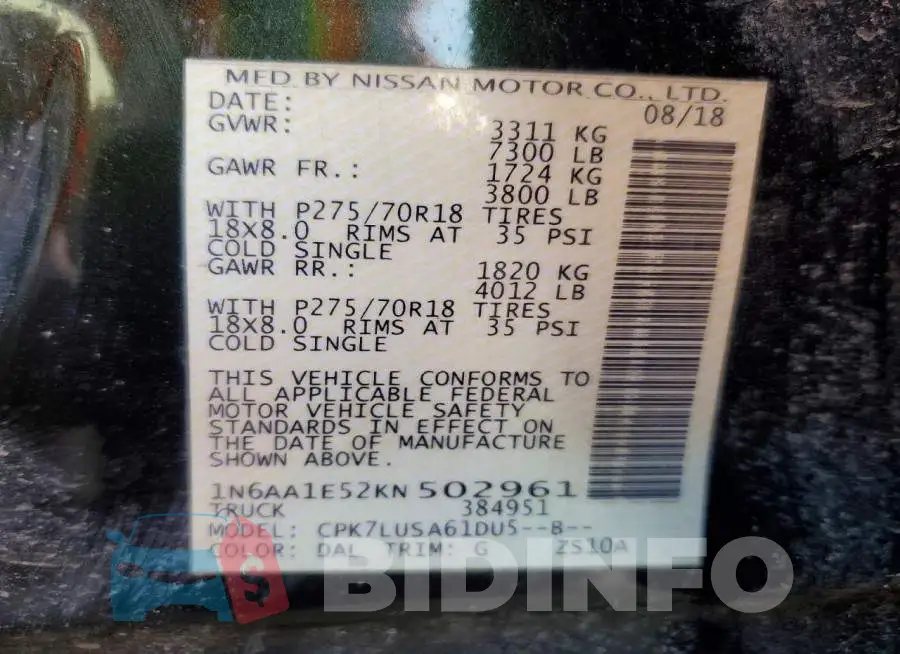 1N6AA1E52KN502961 Photo# 13